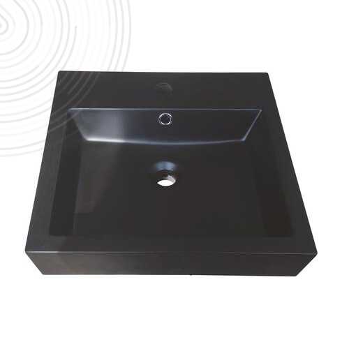 Vasque à poser Carré - Larg. 45 cm - Résine Noir - BATHROOM THERAPY