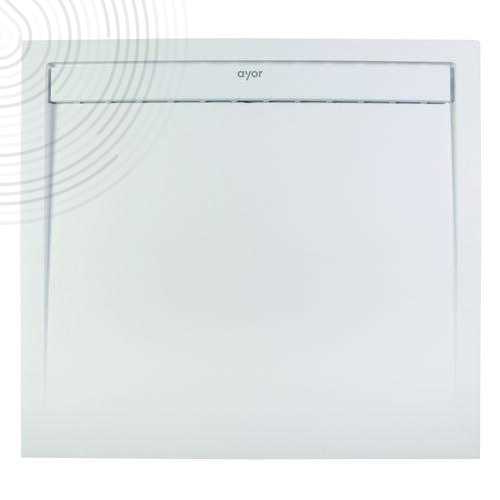 Receveur RUNA - Découpable - 80x80cm - Résine - Blanc - Extra-plat- Bonde