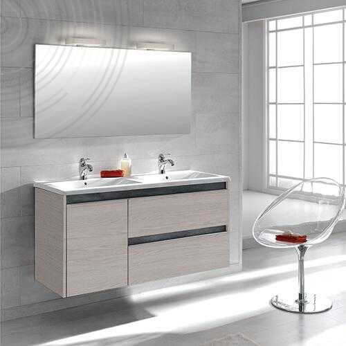 Meuble BOSTON avec miroir suspendus - Largeur 120cm - Coloris Taïga 2