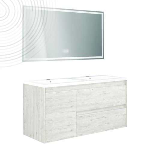 Meuble à suspendre BOSTON - Dim : 120 cm - Coloris : Nordic - Miroir LED LAUSANE