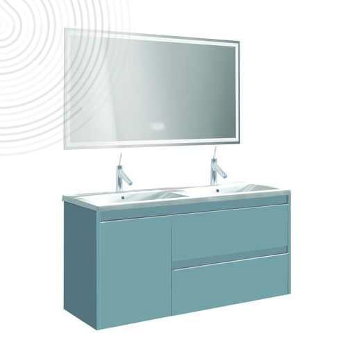 Meuble à suspendre BOSTON - Dim : 120 cm - Bleu bleuet - Miroir LED LAUSANE