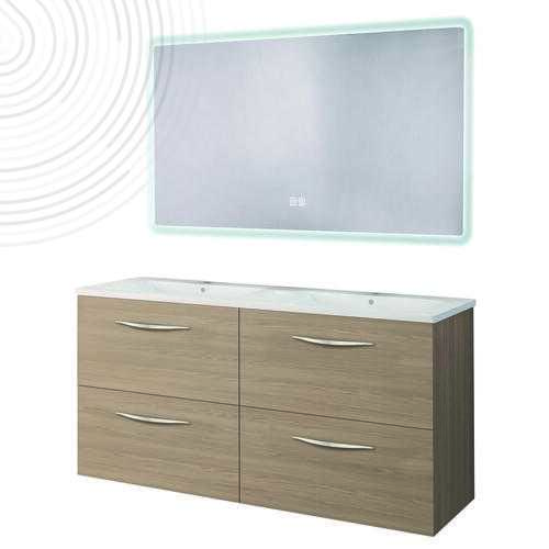 Meuble susp DUBAÏ avec miroir LED ATHENES - Larg 120 cm - Finition : Césuré