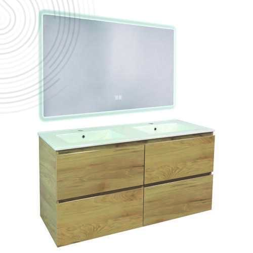 Mble suspendu OSLO - Larg 120 cm - Bois - 4 Tiroirs - Miroir ATHENES