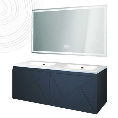 Meuble LONDRES - Noir - Dim : 120 cm - Miroir LED LAUSANE