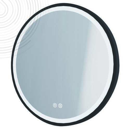 Miroir Éclairant ALEXANDRIE - Contour Aluminium Noir - Ø60 cm